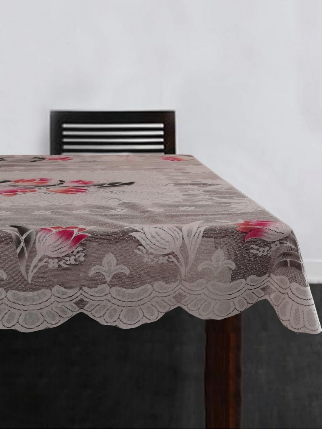 

Homerz Grey Floral Cotton 4-Seater Table Cover