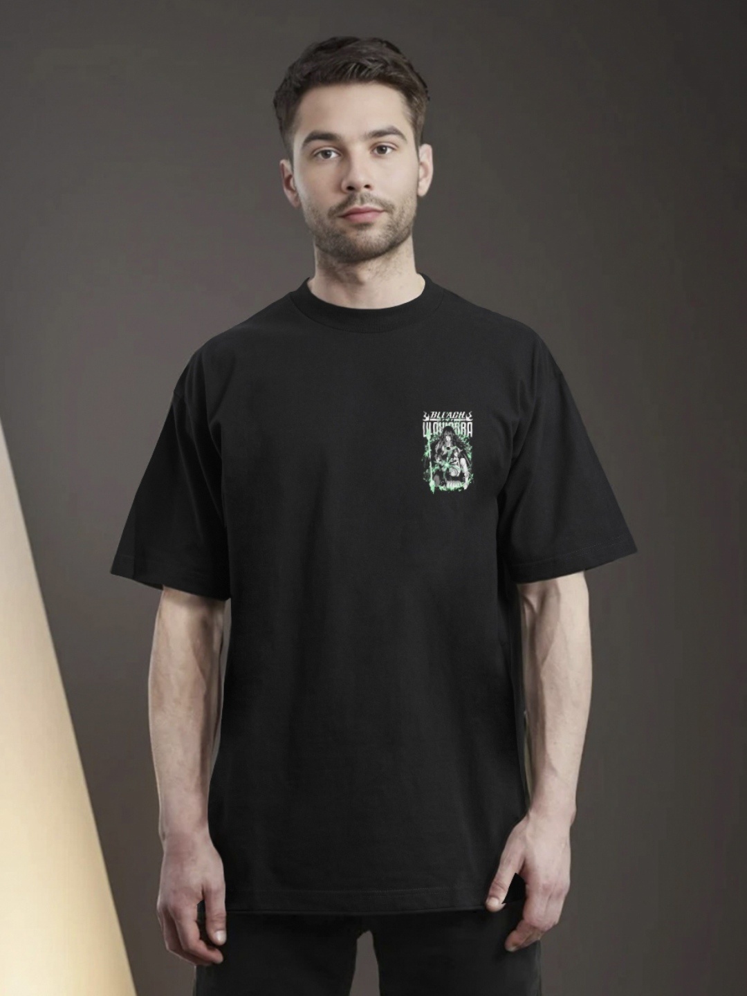 

Moda Rapido Men Printed Monochrome Applique T-shirt, Black