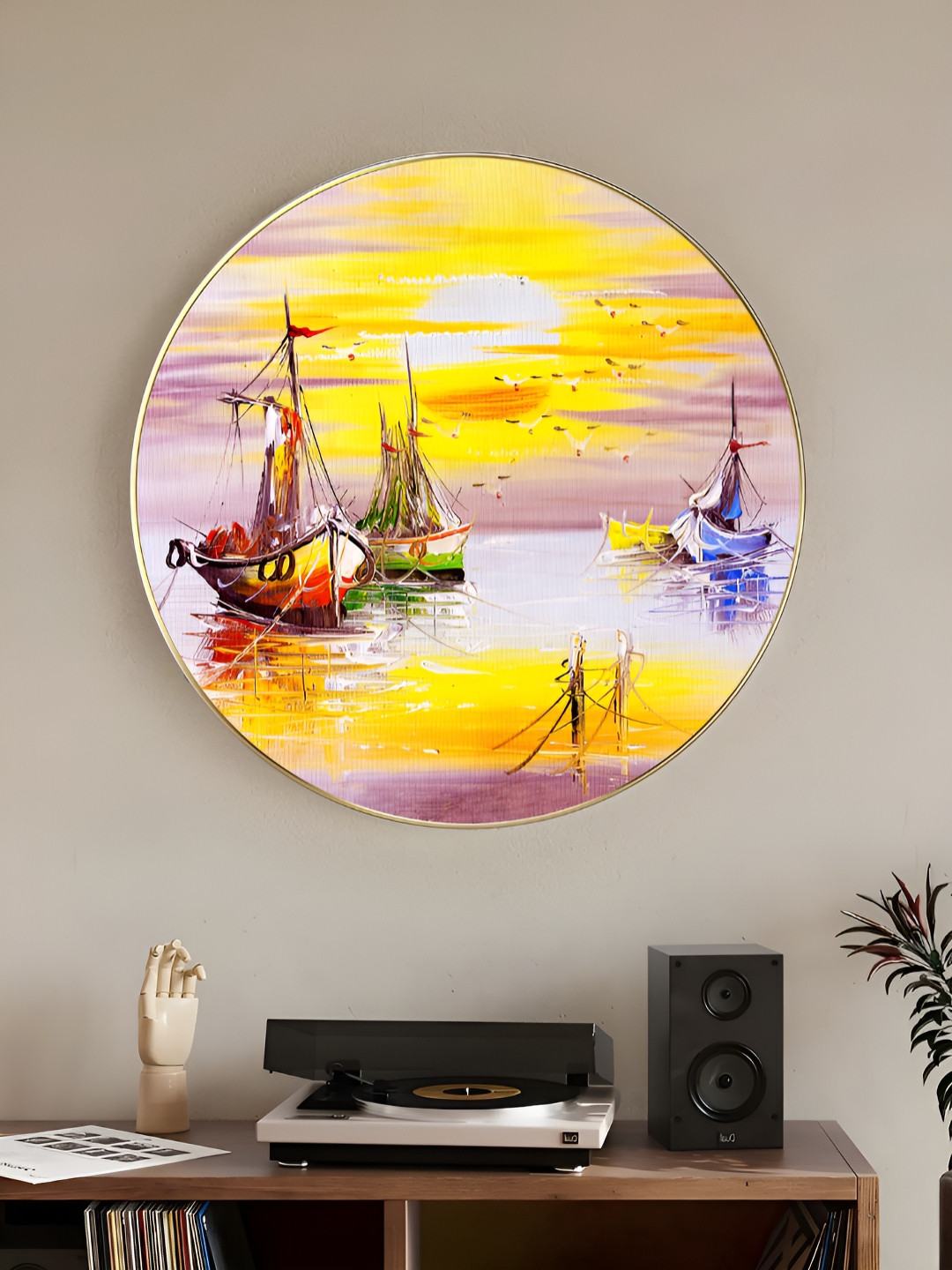 

Myntra Elegant Homes Yellow & White 1 Piece Wood Other Wall Paintings