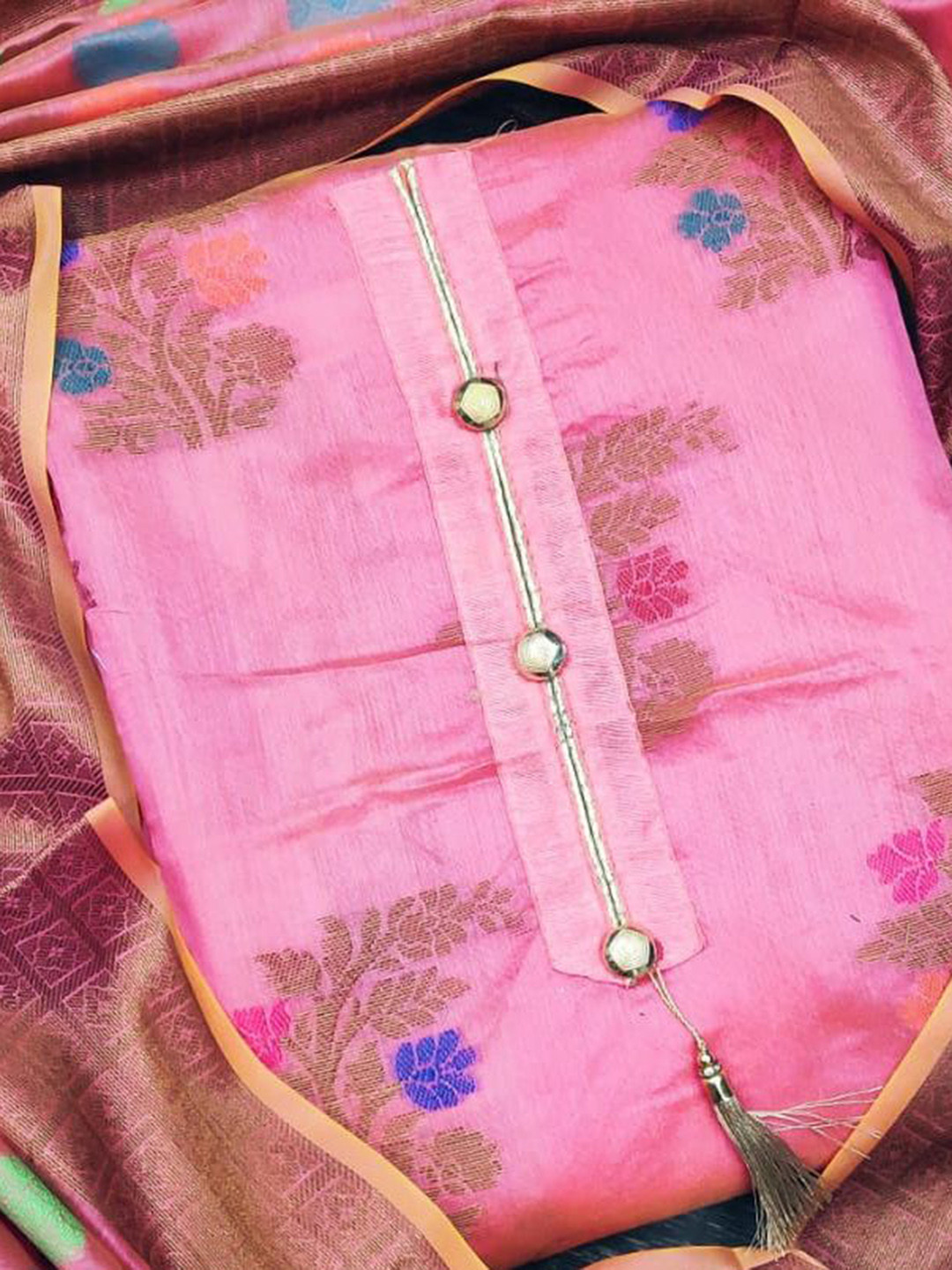 

SAINOOR Semi-Stitched Dress Material, Pink