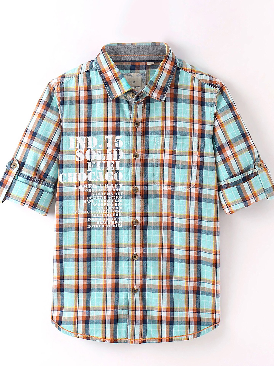 

Infinity Boys Tartan Checks Opaque Checked Casual Shirt, Turquoise blue