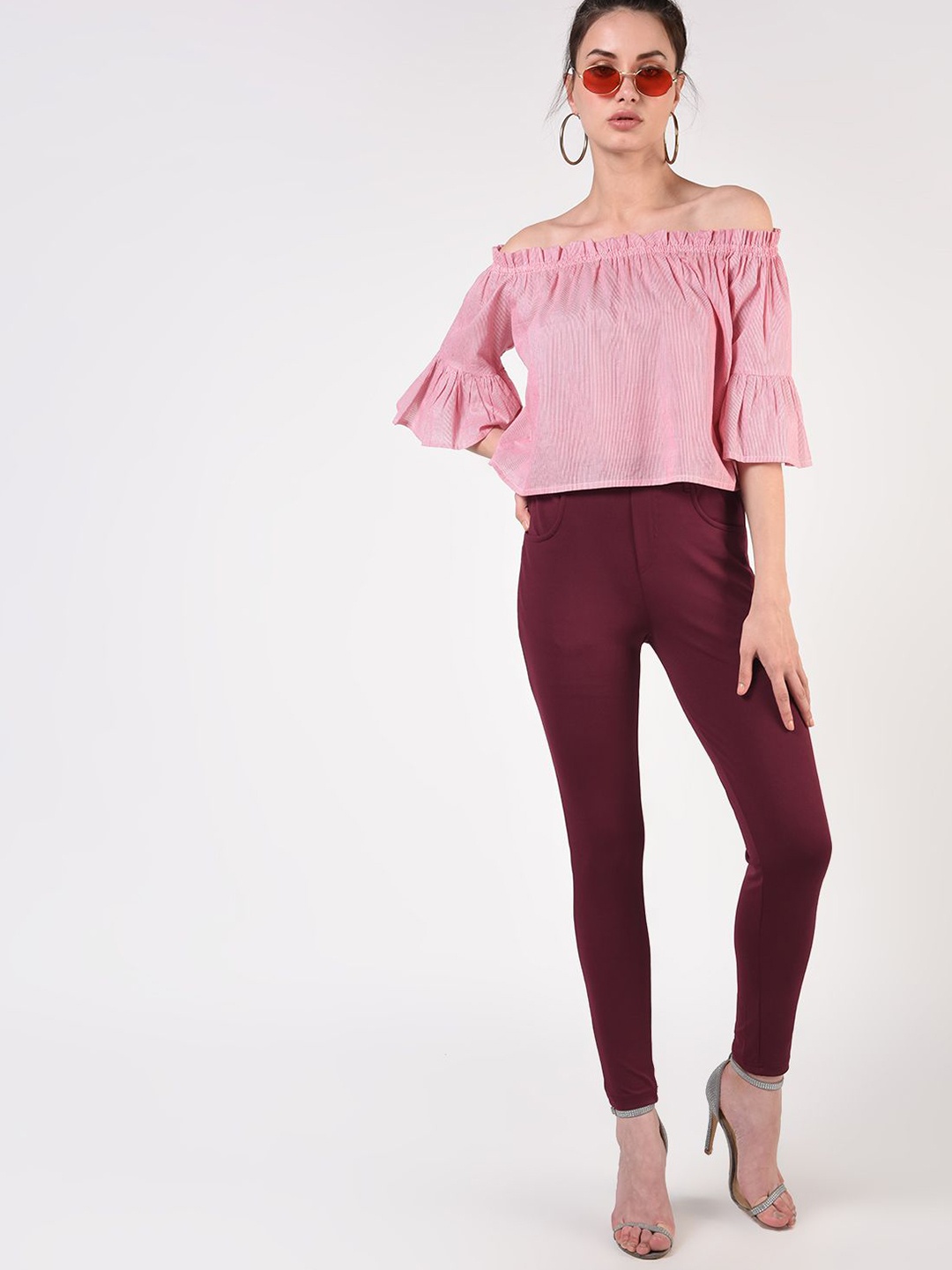 

FLOREOS Women Slim Fit Jeggings, Maroon
