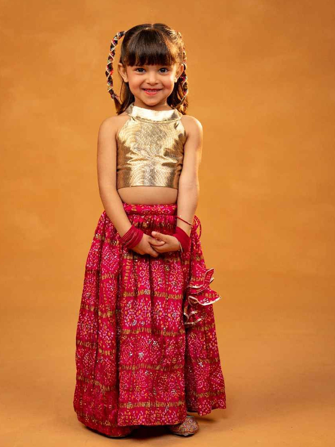 

Jilmil Girls Ready to Wear Lehenga &, Gold