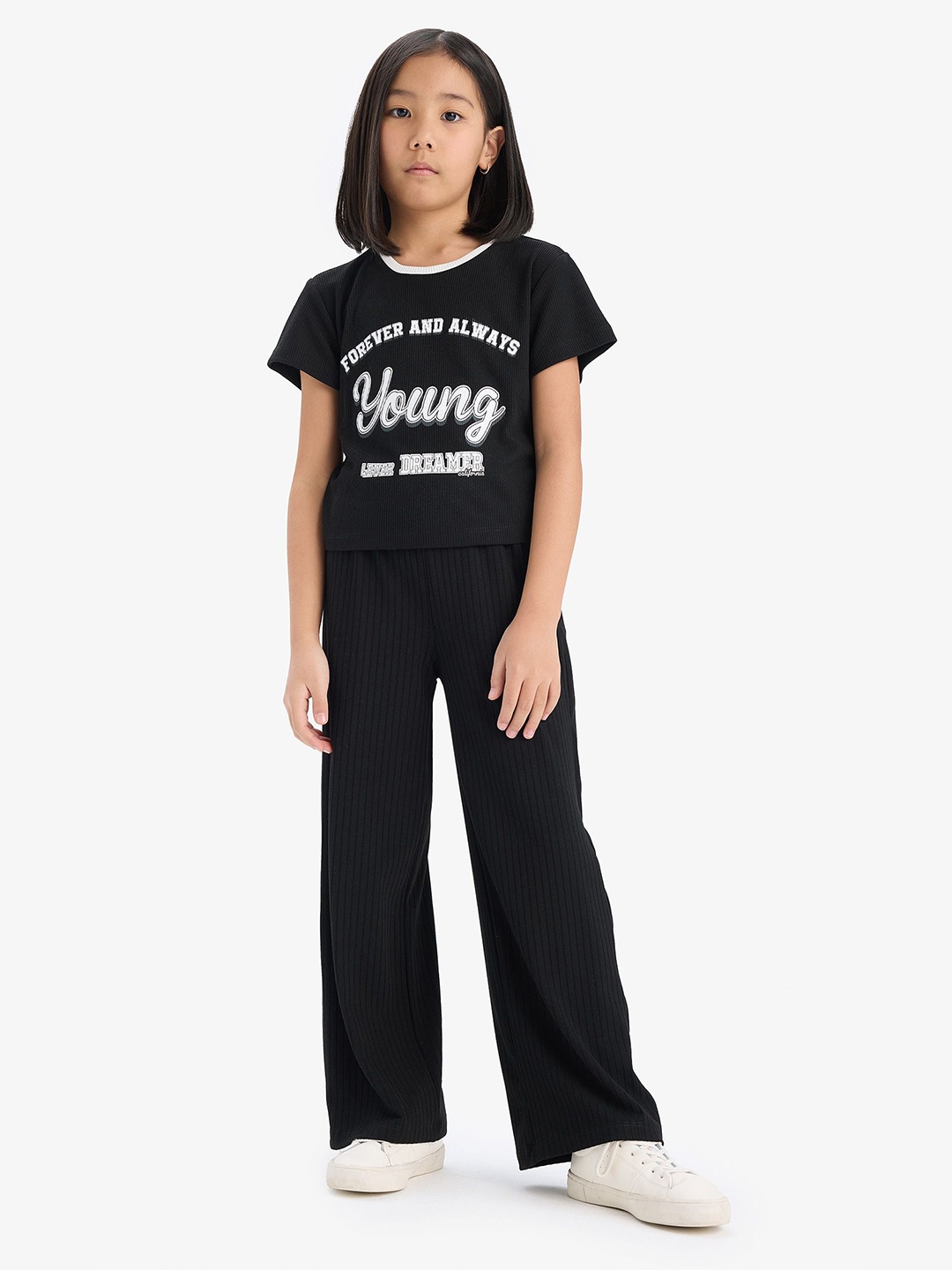 

DeFacto Girls Printed T-shirt with Trousers, Black