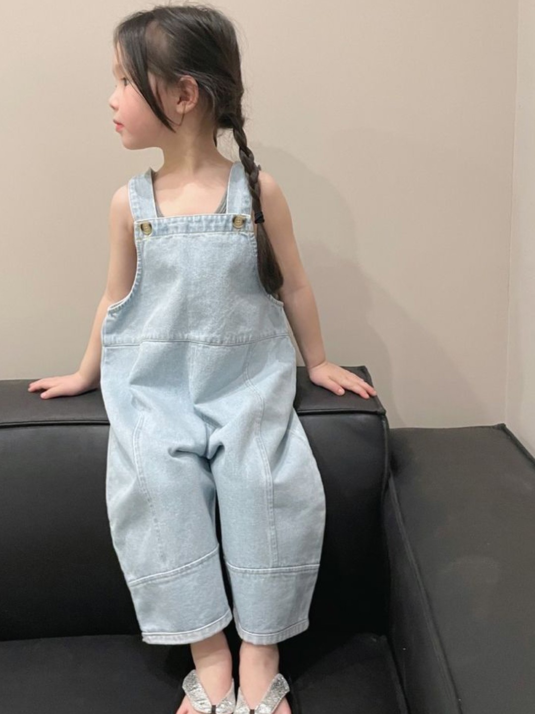 

LULU & SKY Girls Basic Jumpsuit, Blue