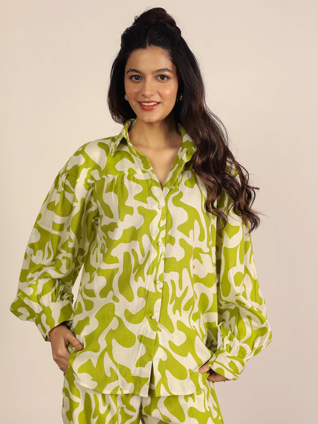 

KAORI BY SHREYA AGARWAL Women Opaque Printed Casual Shirt, Green