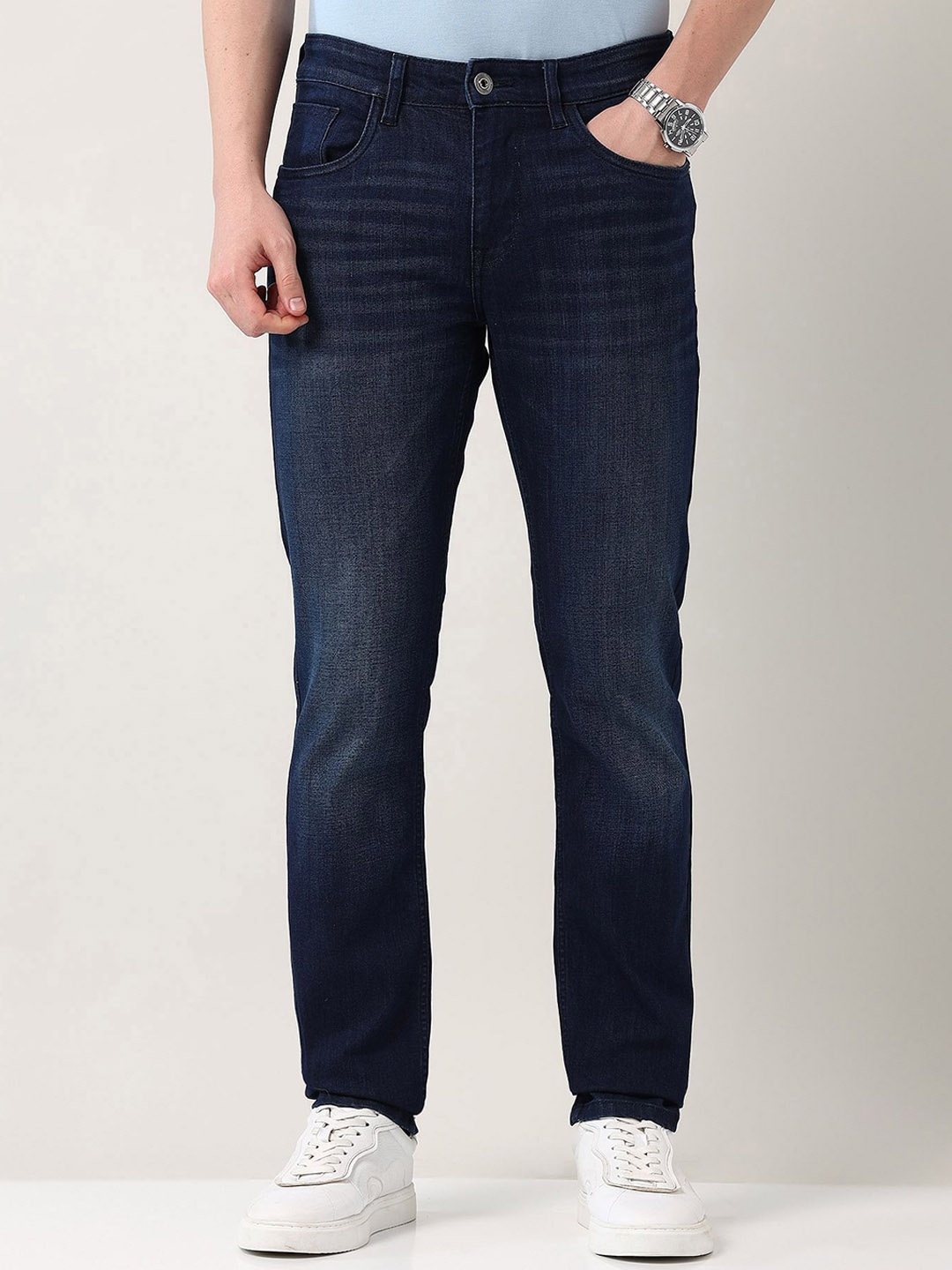 

AD By Arvind Men Slim Fit Light Fade Jeans, Blue