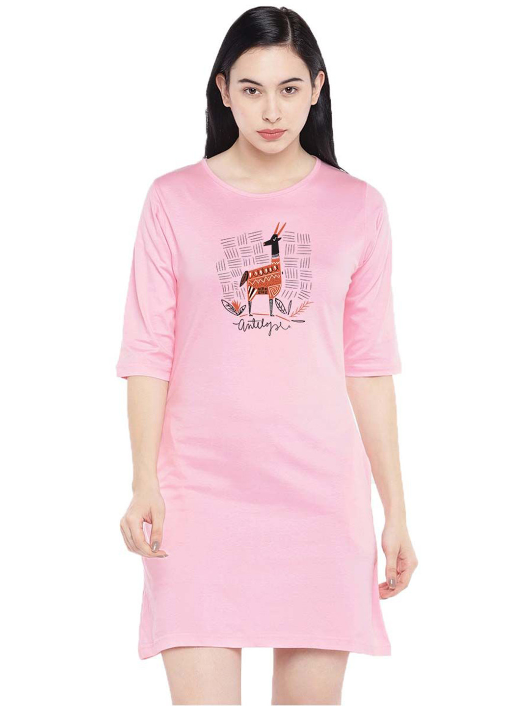 

Moda Rapido Print T-shirt Dress, Pink