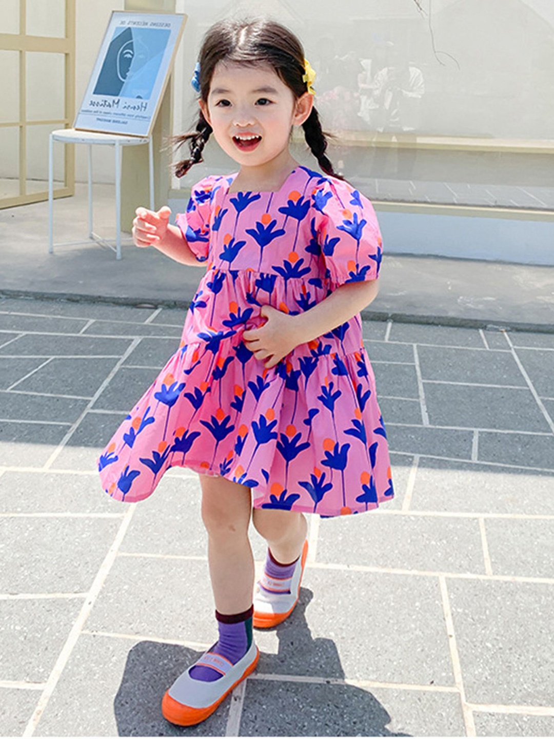 

LULU & SKY Floral Print Fit & Flare Dress, Pink