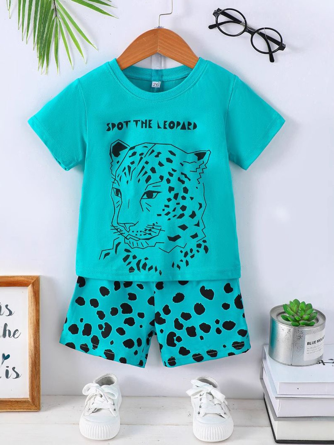 

YK Boys Printed T-shirt with Shorts, Teal