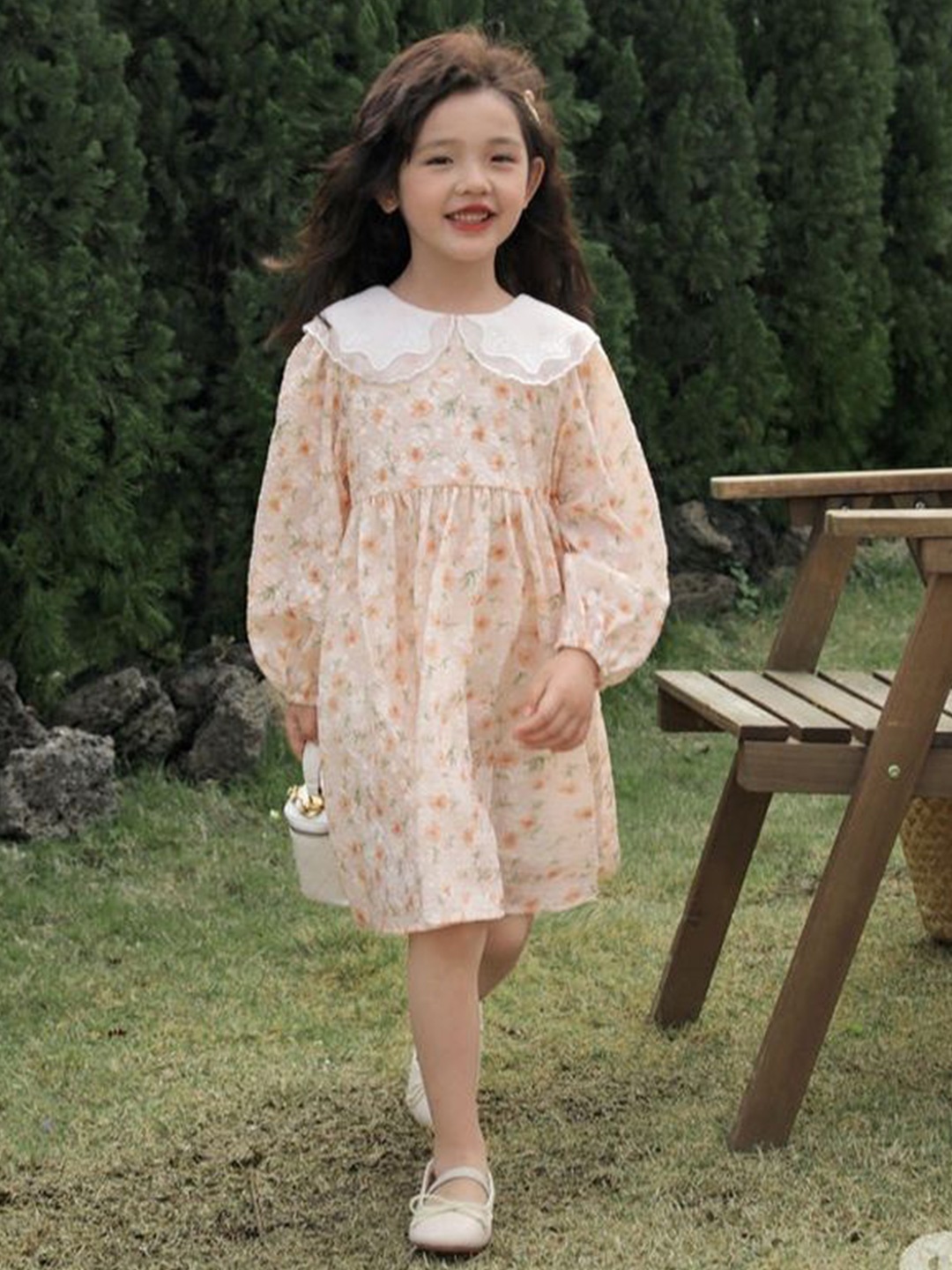 

LULU & SKY Floral Print A-Line Dress, Orange
