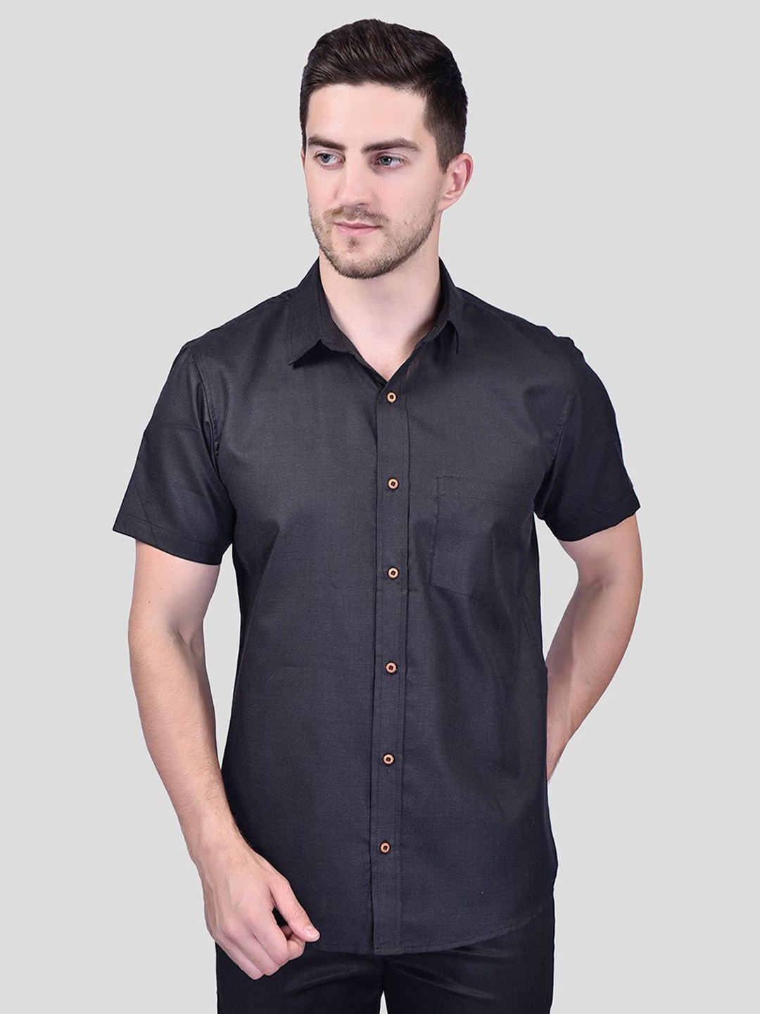 

Moda Rapido Men Classic Opaque Casual Shirt, Black
