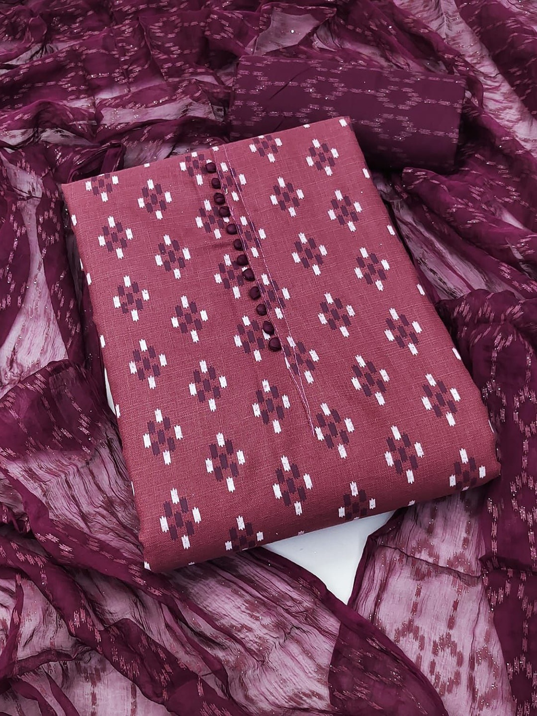 

SAINOOR Printed Unstitched Dress Material, Purple