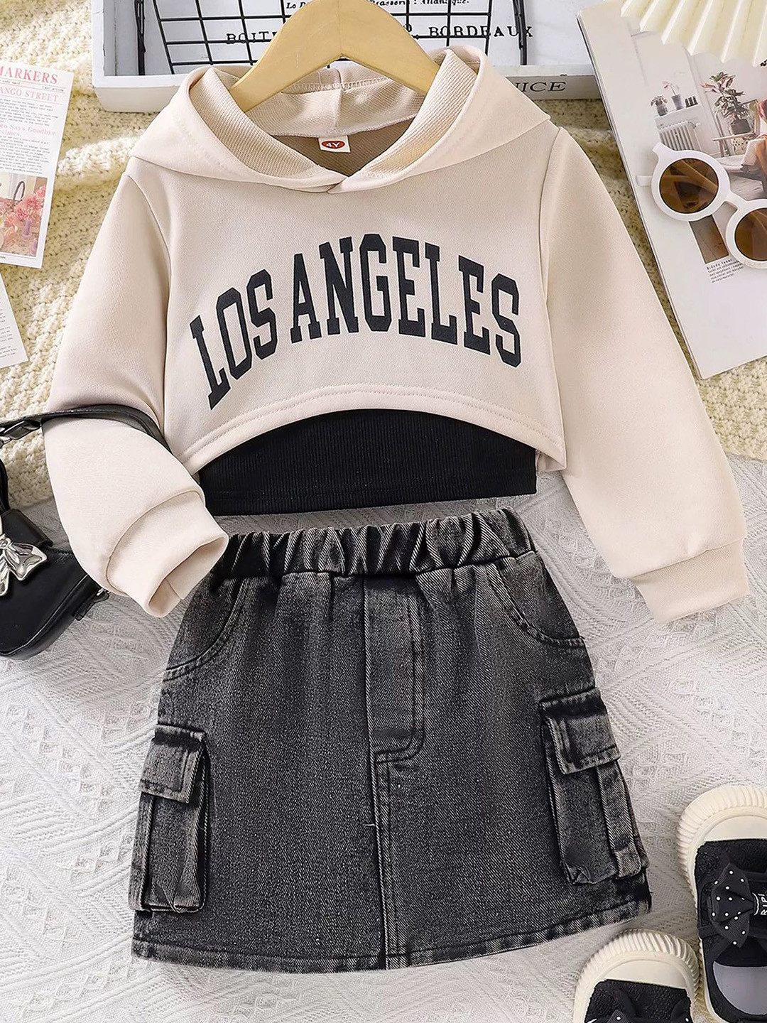 

LULU & SKY Girls Top with Skirt, Black
