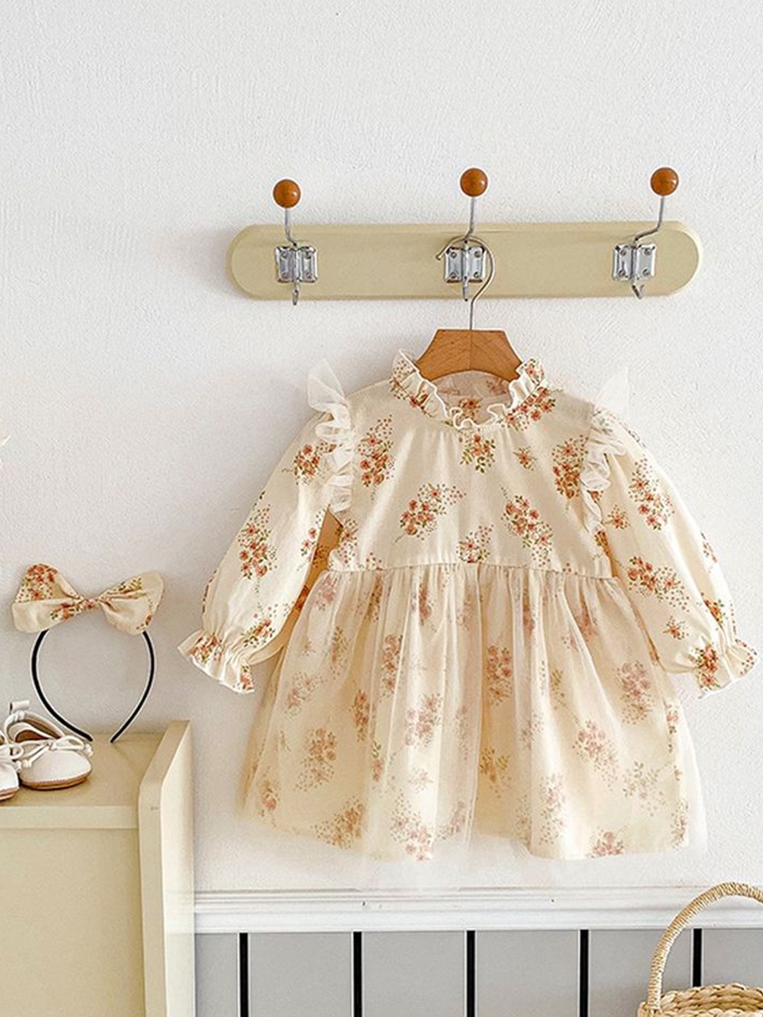 

LULU & SKY Floral Print Fit & Flare Dress, Beige