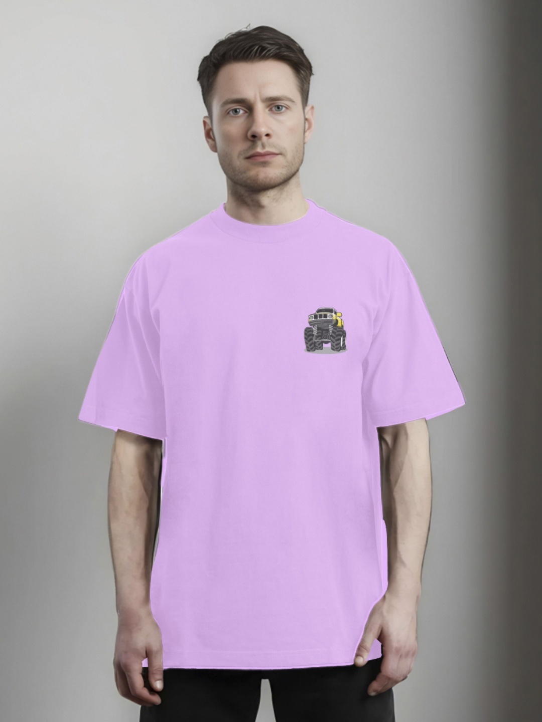 

Moda Rapido Men Printed Monochrome Applique T-shirt, Lavender