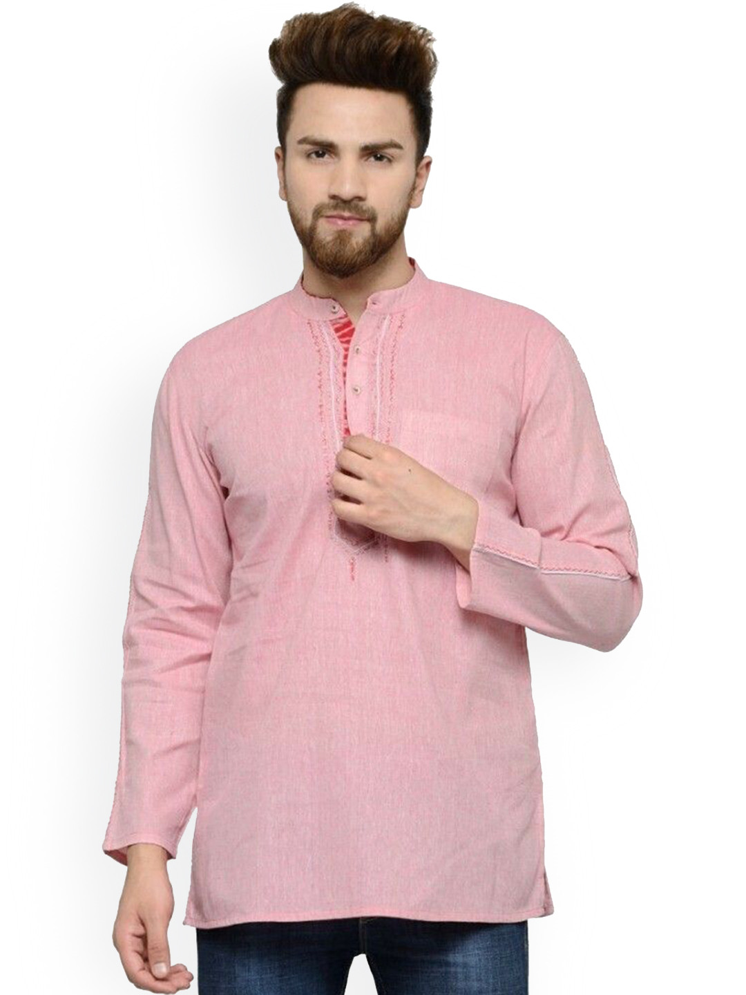 

Arch element Men Flared Sleeves Thread Work Kurta, Red