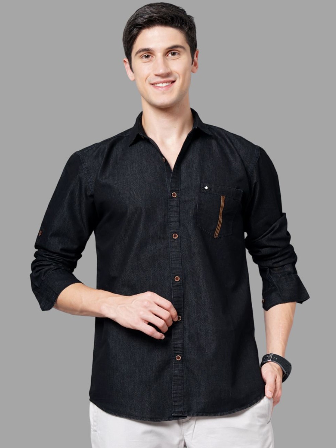 

FASHION GRAB Men Opaque Casual Shirt, Black
