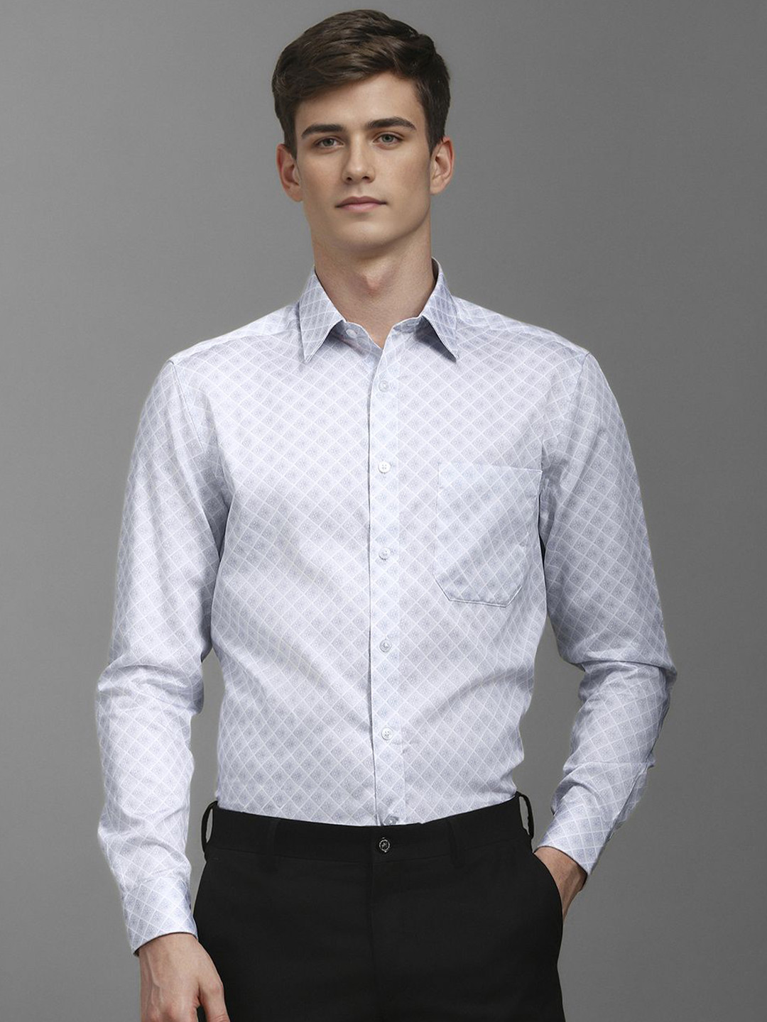 

Louis Philippe Men Opaque Printed Formal Shirt, White