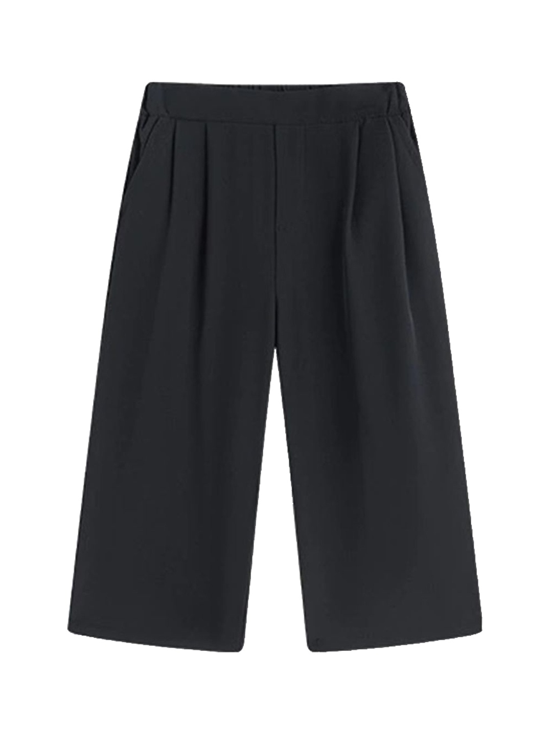 

LULU & SKY Girls Straight Fit High-Rise Pleated Culottes Trousers, Black