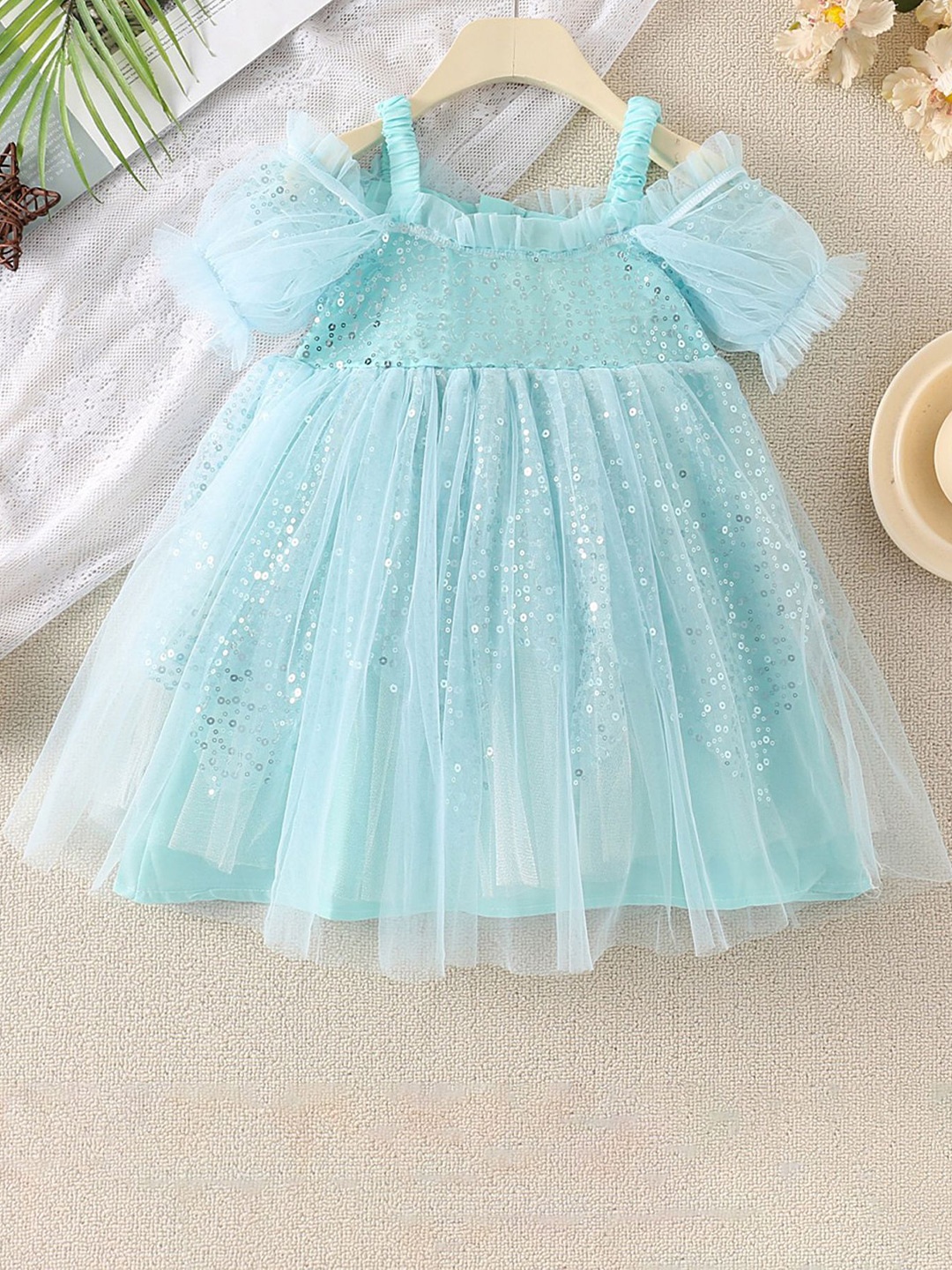

LULU & SKY Embellished Fit & Flare Dress, Blue