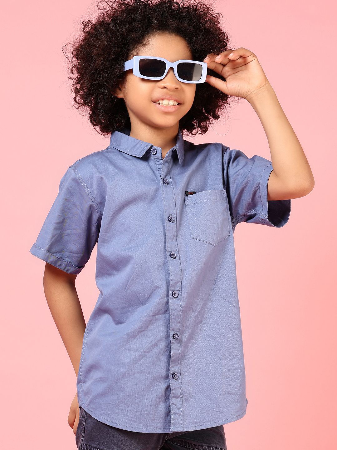 

V-Mart Boys Opaque Casual Shirt, Blue