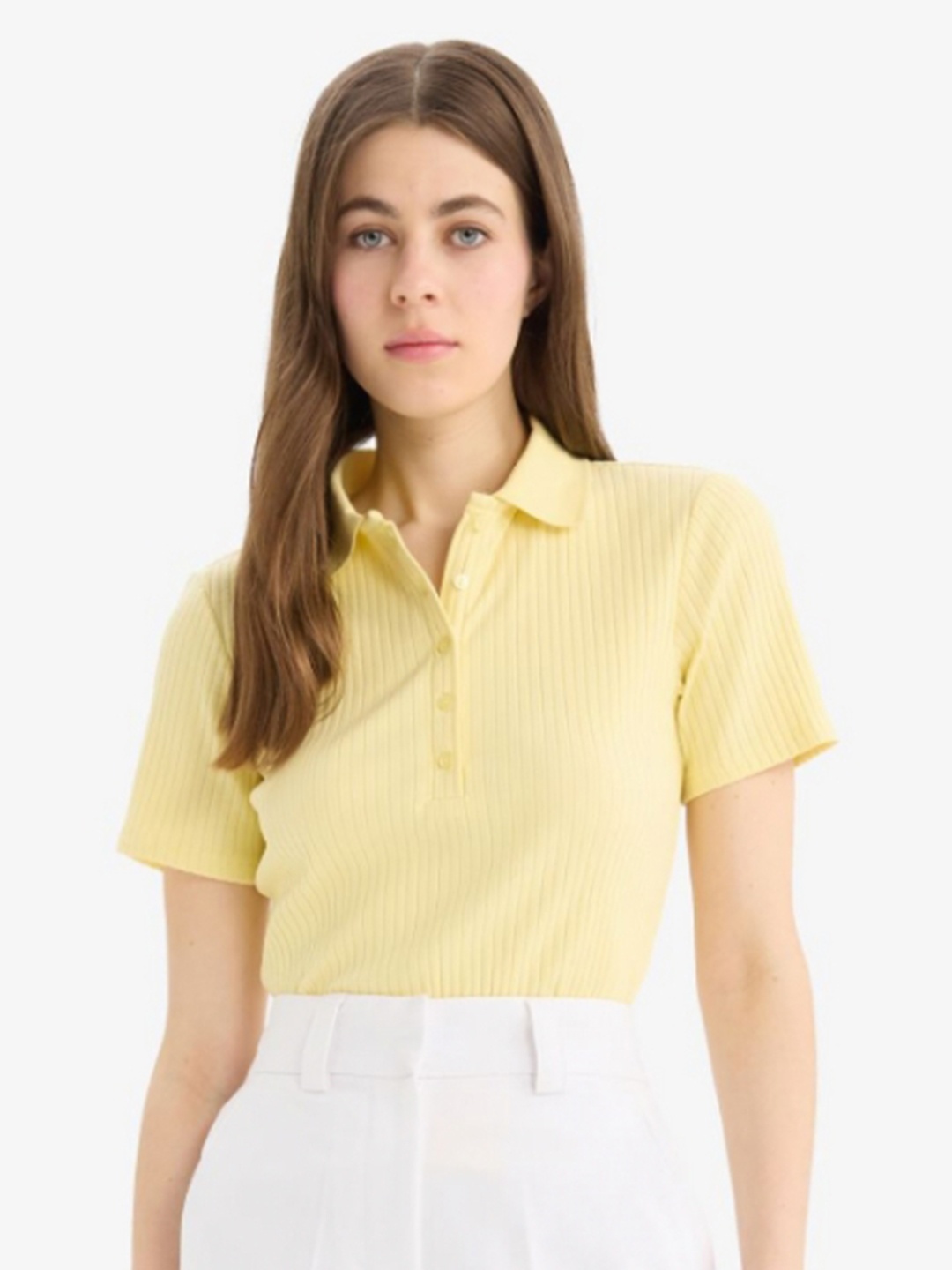 

DeFacto Women V-Neck Pockets T-shirt, Na