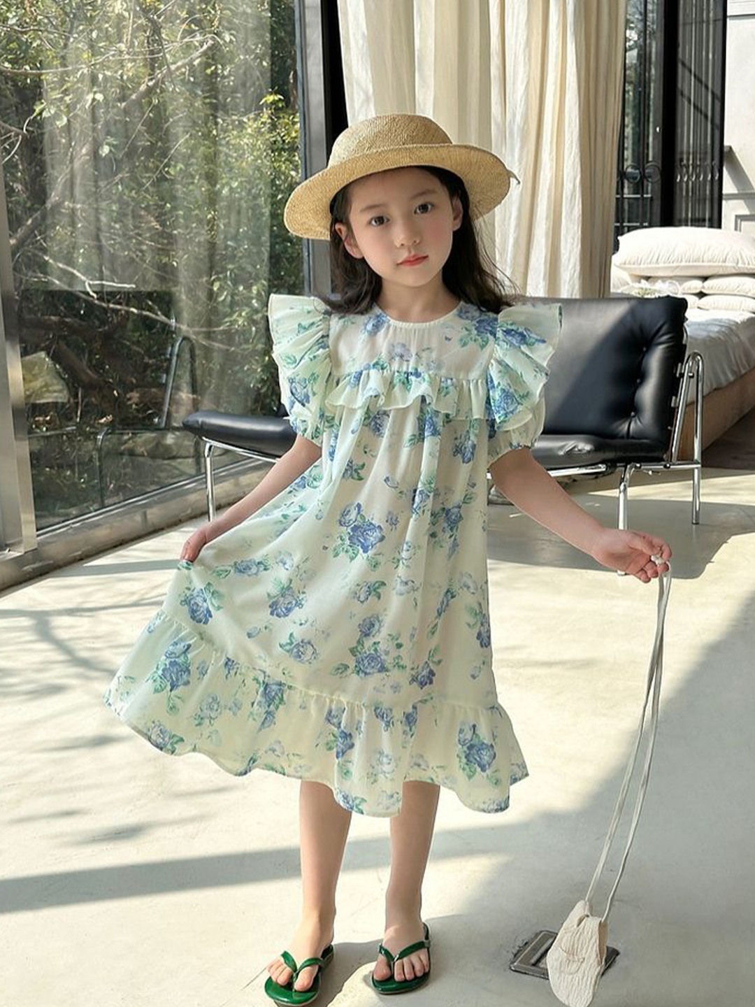 

LULU & SKY Floral Print Flared Sleeve A-Line Dress, Multi