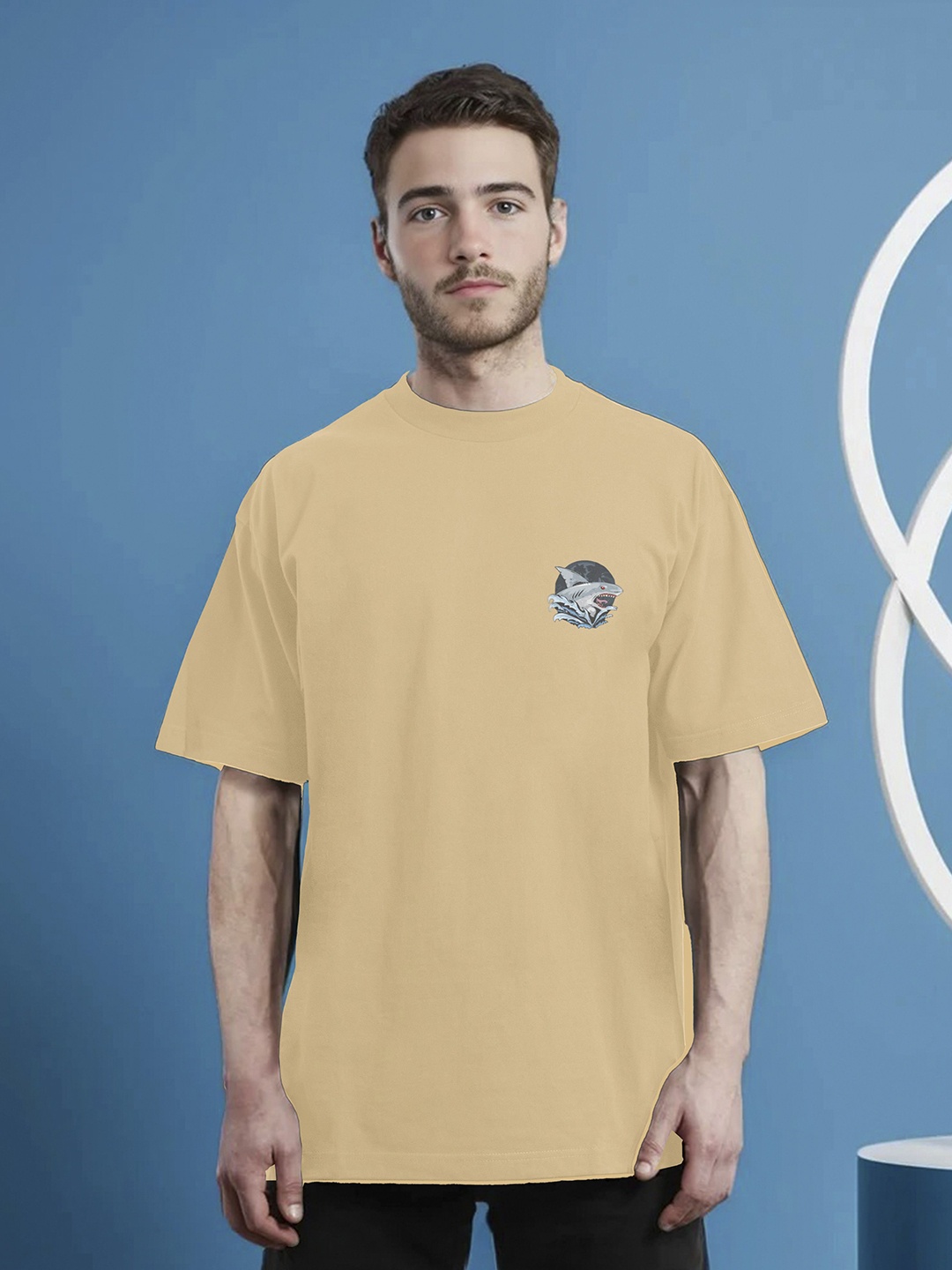 

Moda Rapido Men Printed Applique T-shirt, Skin