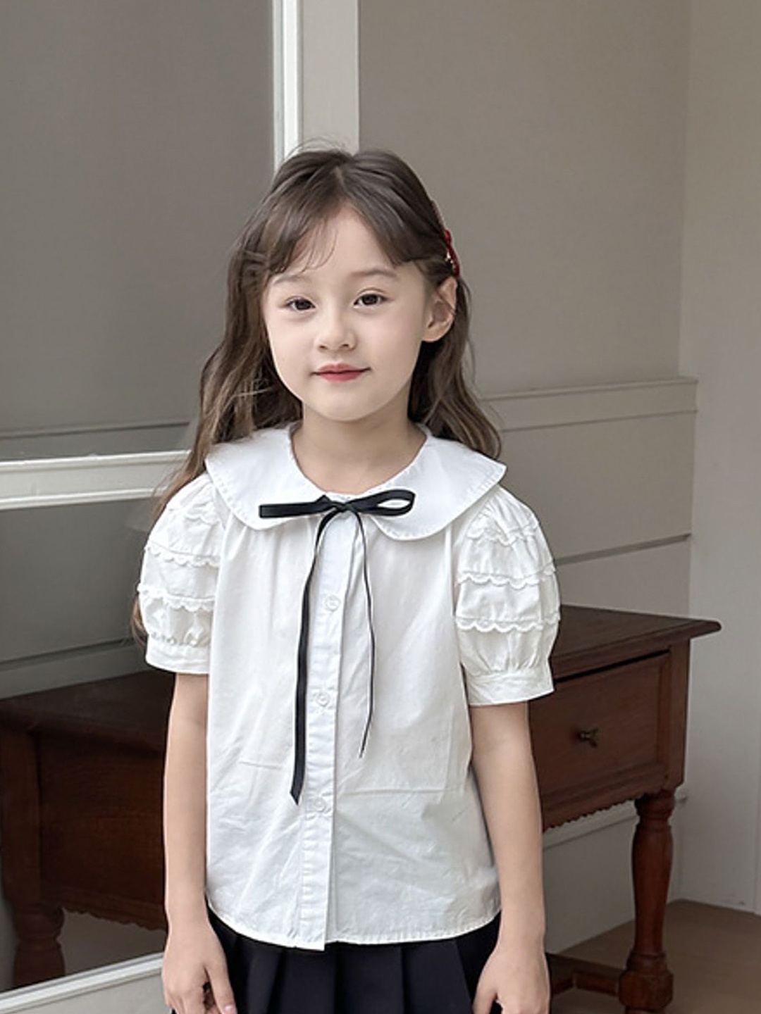 

LULU & SKY Girls Opaque Casual Shirt, White