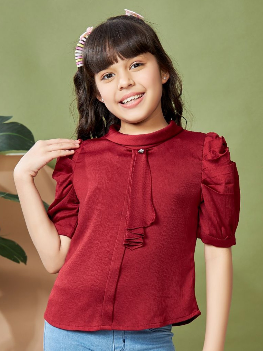 

Peppermint Puff Sleeve Top, Maroon