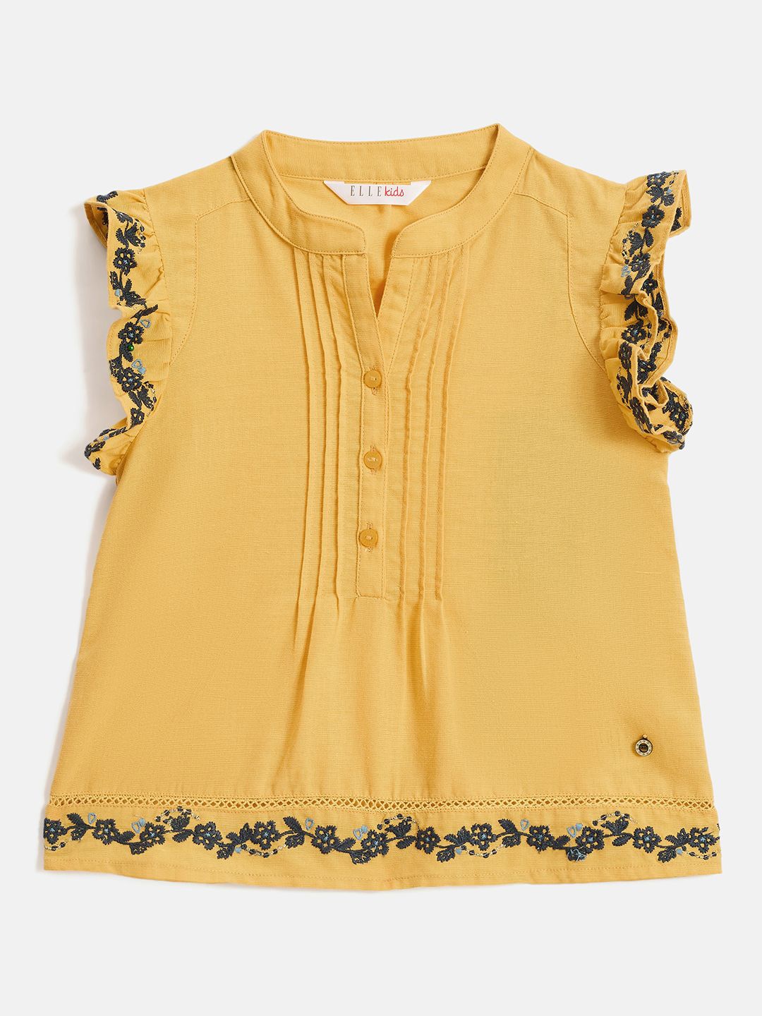 

ELLE Embroidered Cotton Top, Yellow