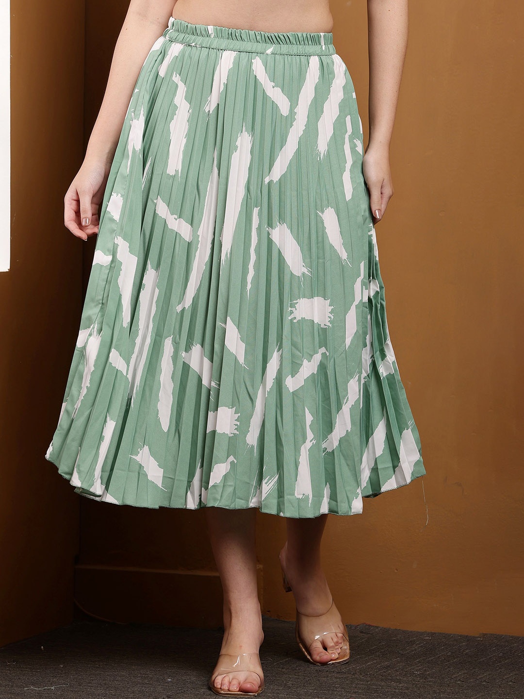 

ENTRY LEVEL Printed A-Line Midi Skirt, Green