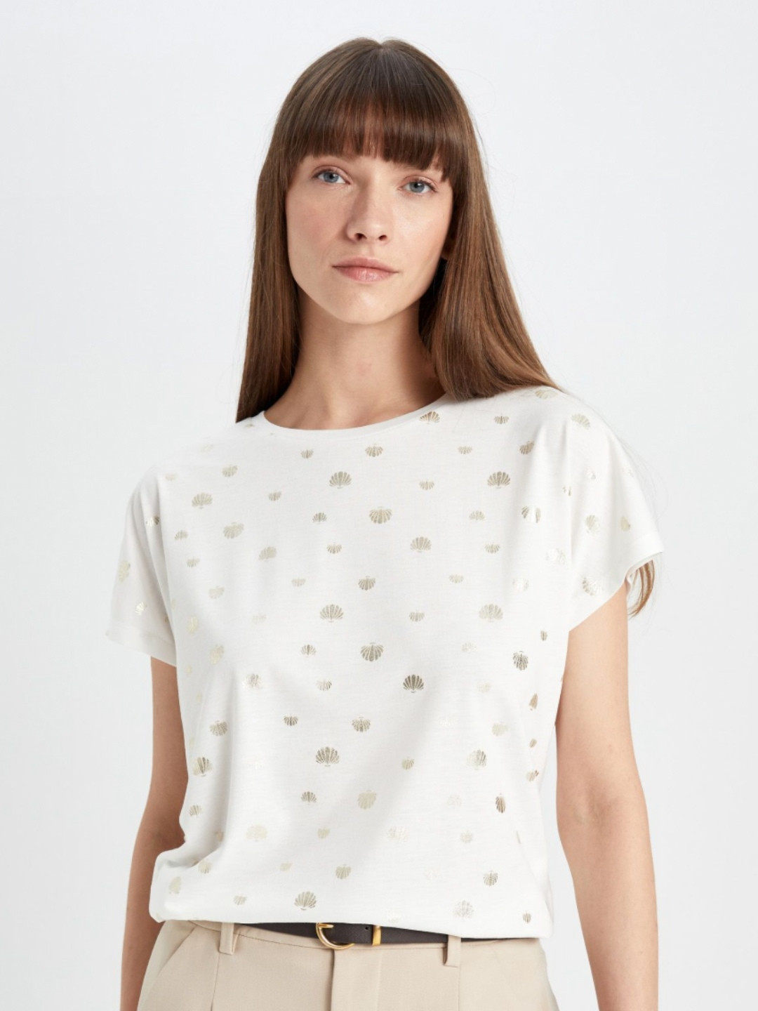 

DeFacto Women Printed Pockets T-shirt, Na