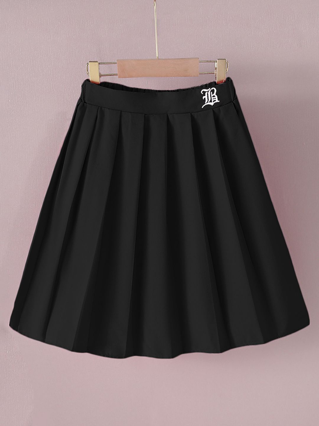 

INCLUD Girls Pleated Flared Knee Length Skirt, Black