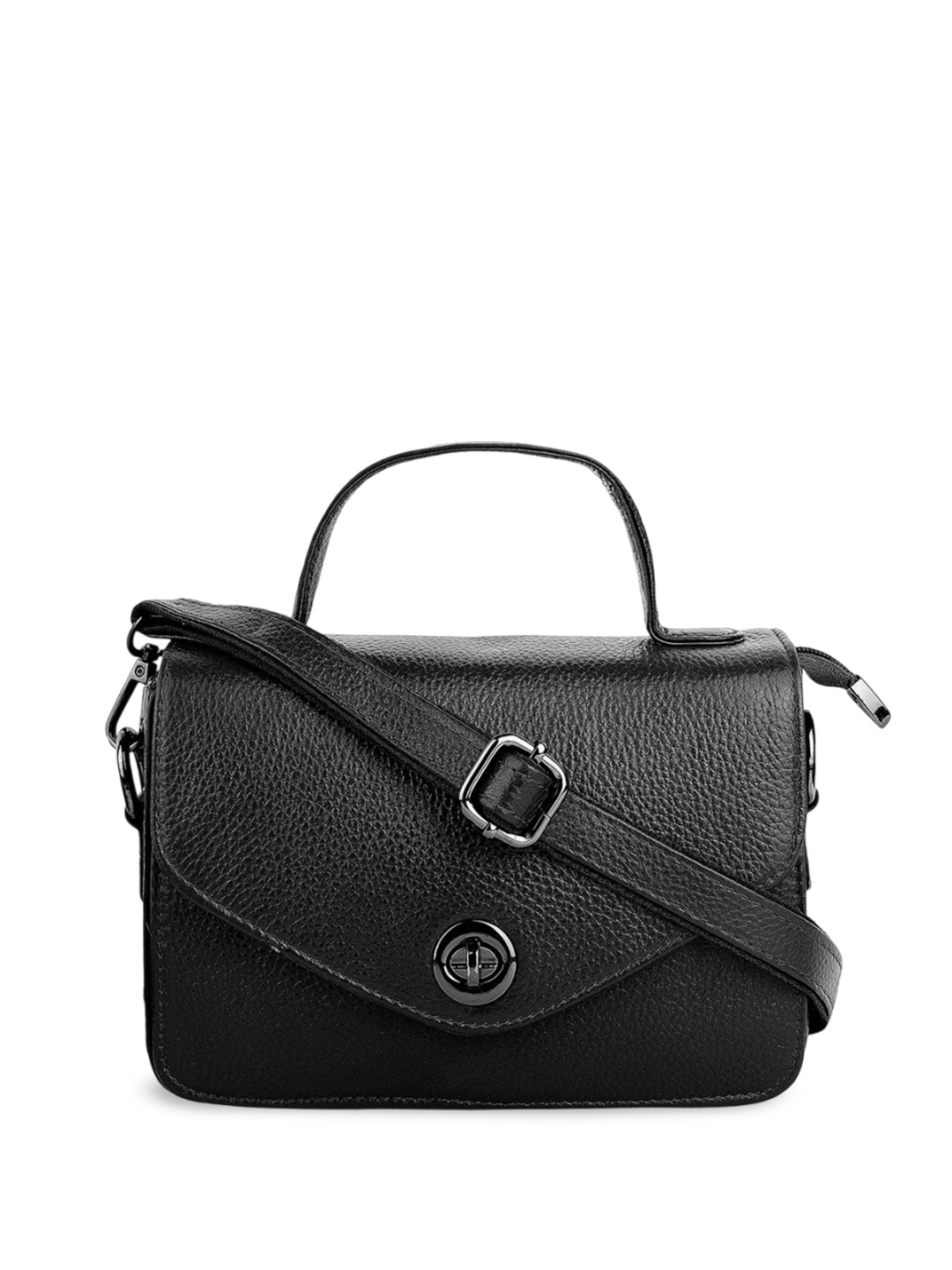 

Steve Jhonson Leather Structured Handheld Bag, Black