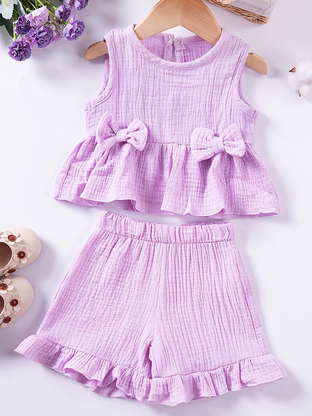 

LULU & SKY Girls Top with Shorts, Purple