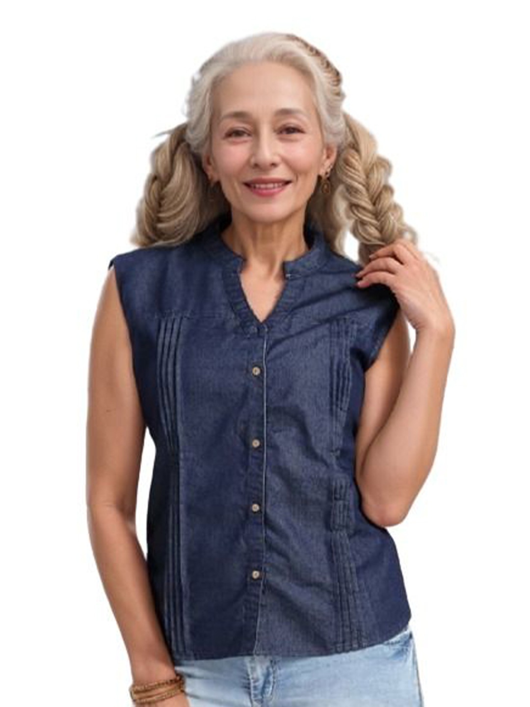 

OOTPTAANG Women Opaque Casual Shirt, Blue