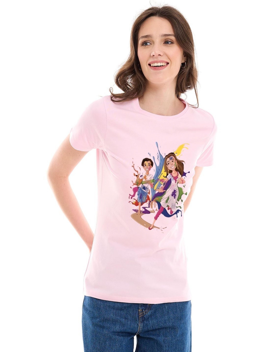 

Shiv traders collection Women Printed T-shirt, Pink