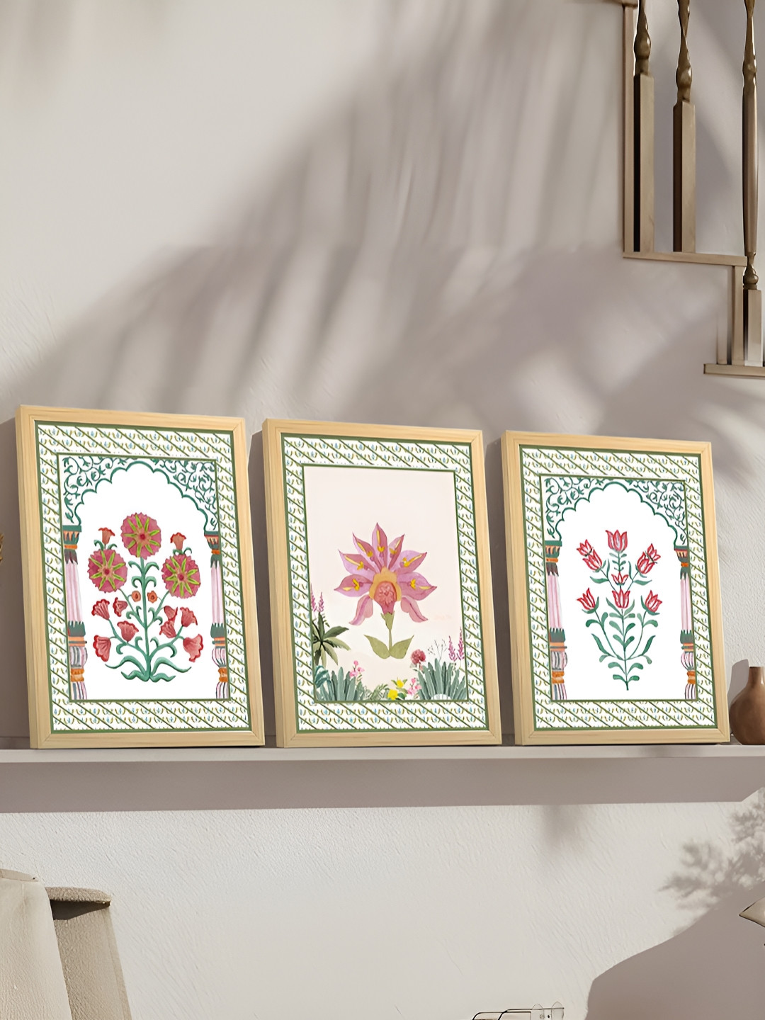 

Myntra Elegant Homes Grey & Pink 3 Piece Wood Floral and Botanical Wall Paintings