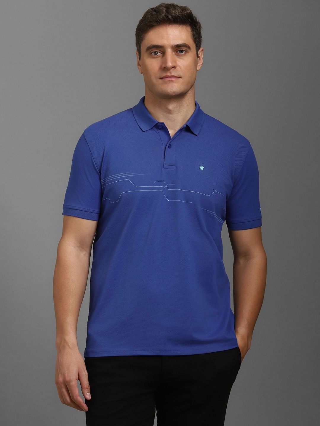 

Louis Philippe Men Printed Polo Collar T-shirt, Blue