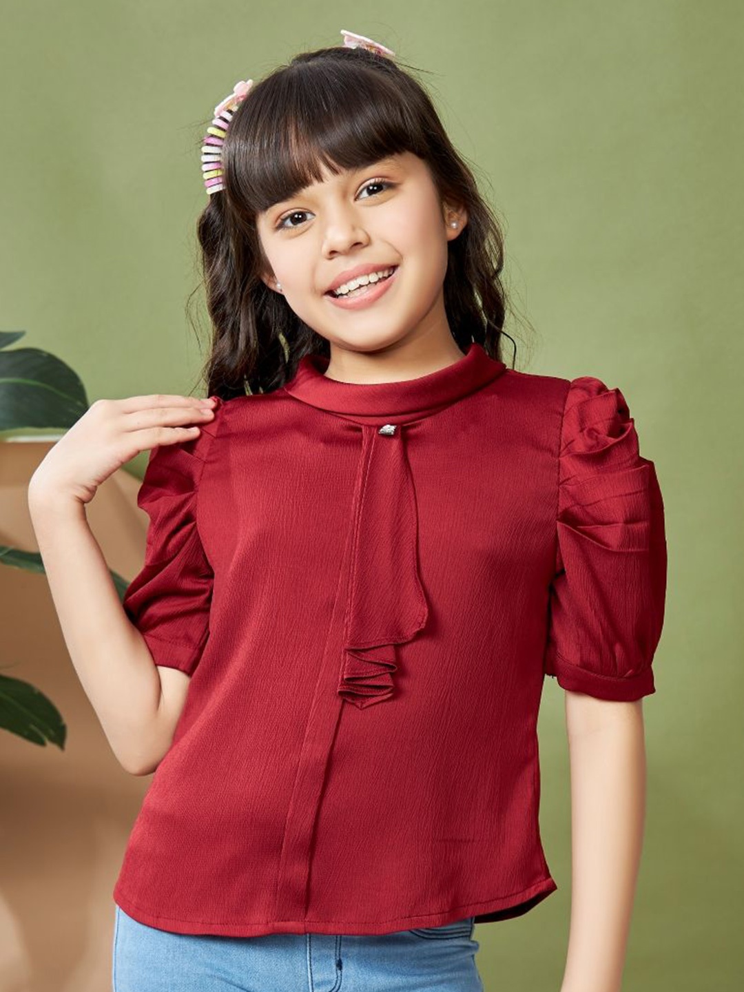 

Peppermint Puff Sleeve Top, Maroon