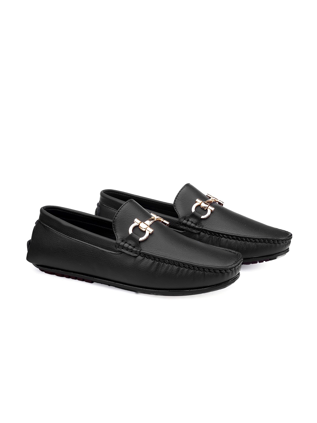 

riffway Men Colourblocked PU Loafers, Black