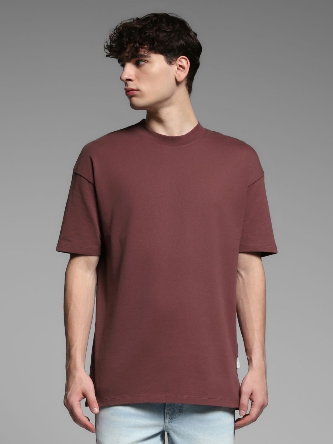 

Jack & Jones Men Raw Edge T-shirt, Brown