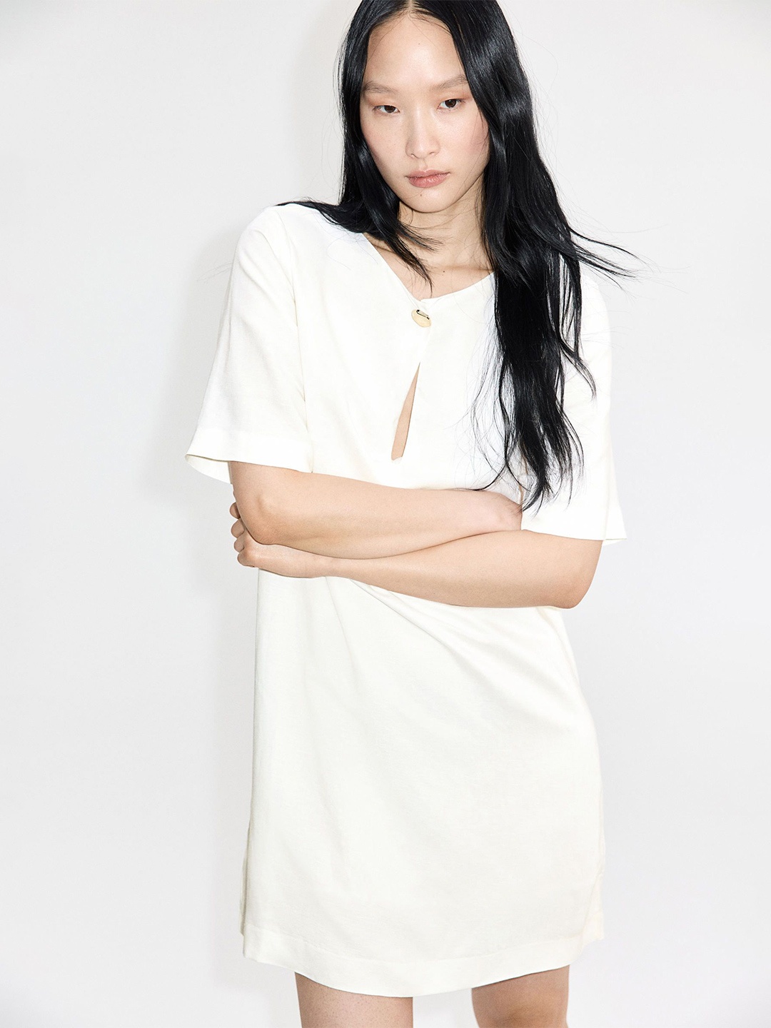 

H&M Linen-Blend Dress, White