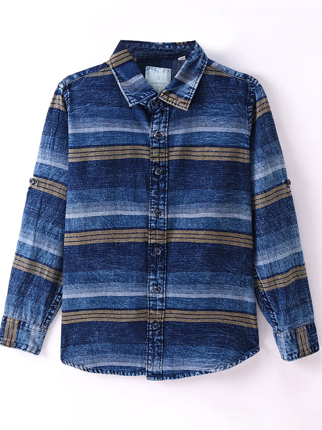 

Infinity Boys Horizontal Stripes Opaque Striped Casual Shirt, Blue