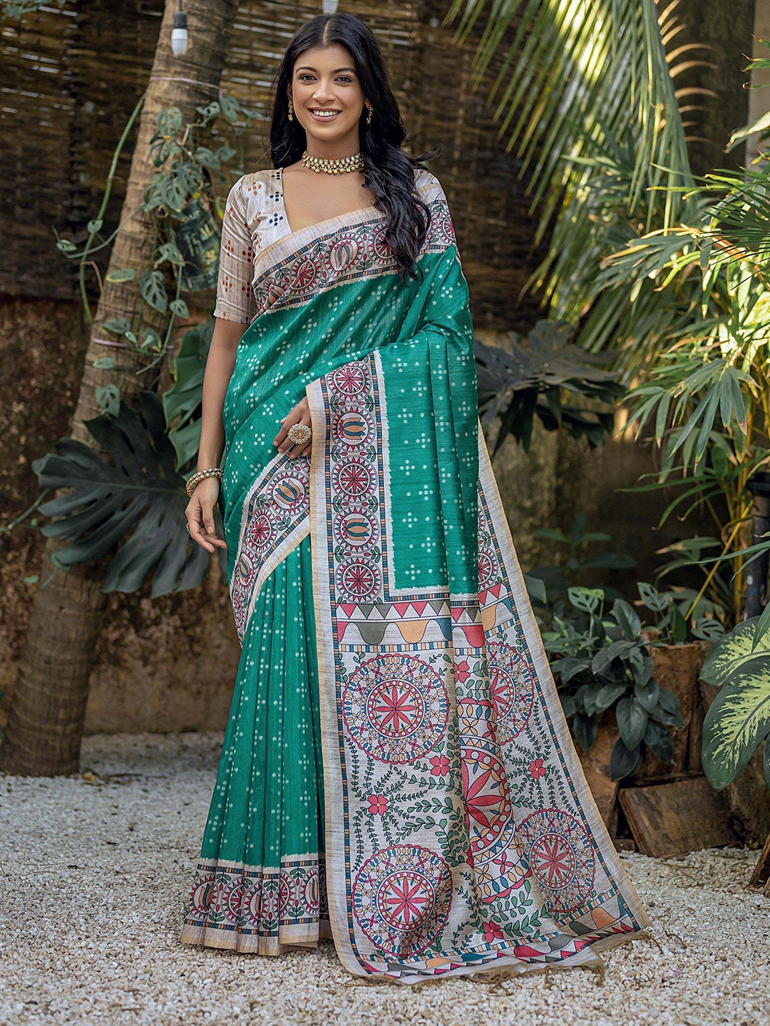 

Divyadham Textiles Woven Design Zari Pure Silk Handloom Banarasi Saree, Turquoise blue