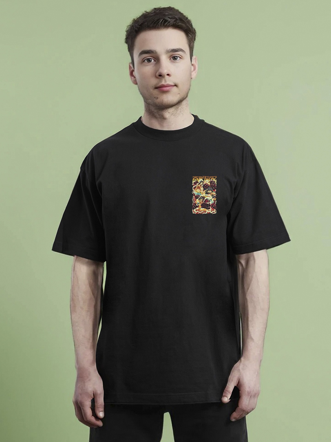 

Moda Rapido Men Printed Applique T-shirt, Black