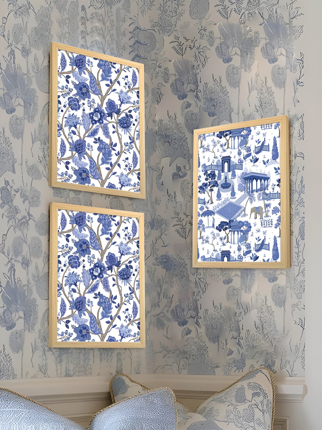 

Myntra Elegant Homes Turquoise Blue & White 3 Piece Wood Floral and Botanical Wall Paintings