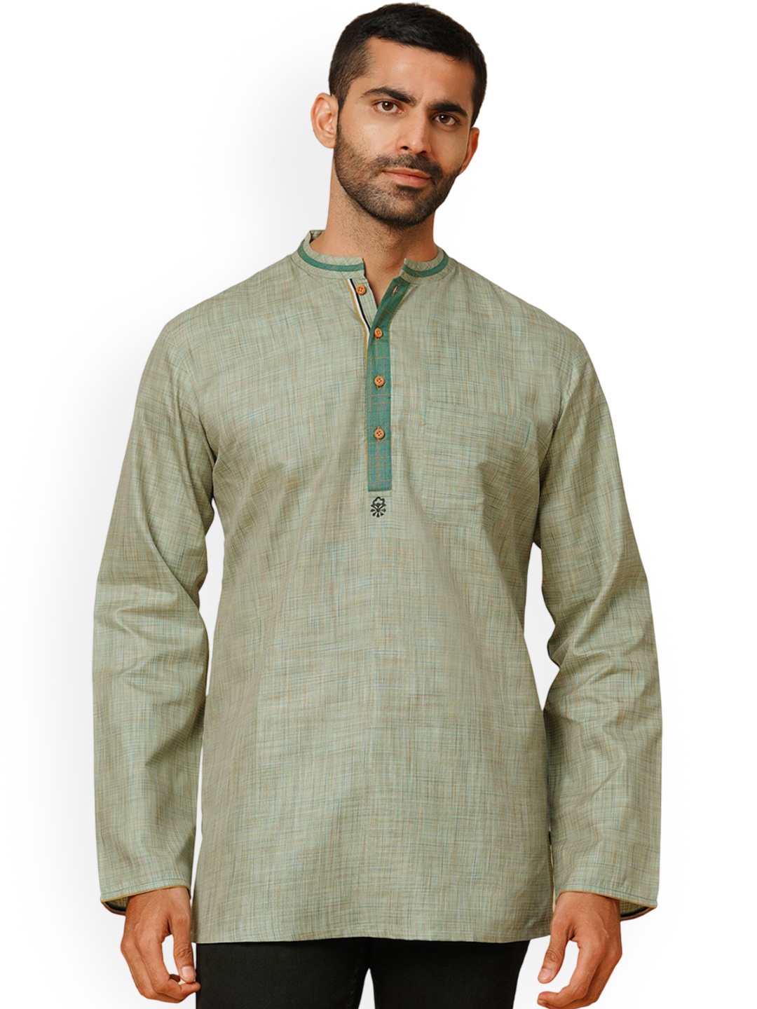 

Arch element Men Thread Work Kurta, Green